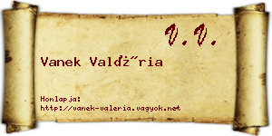 Vanek Valéria névjegykártya